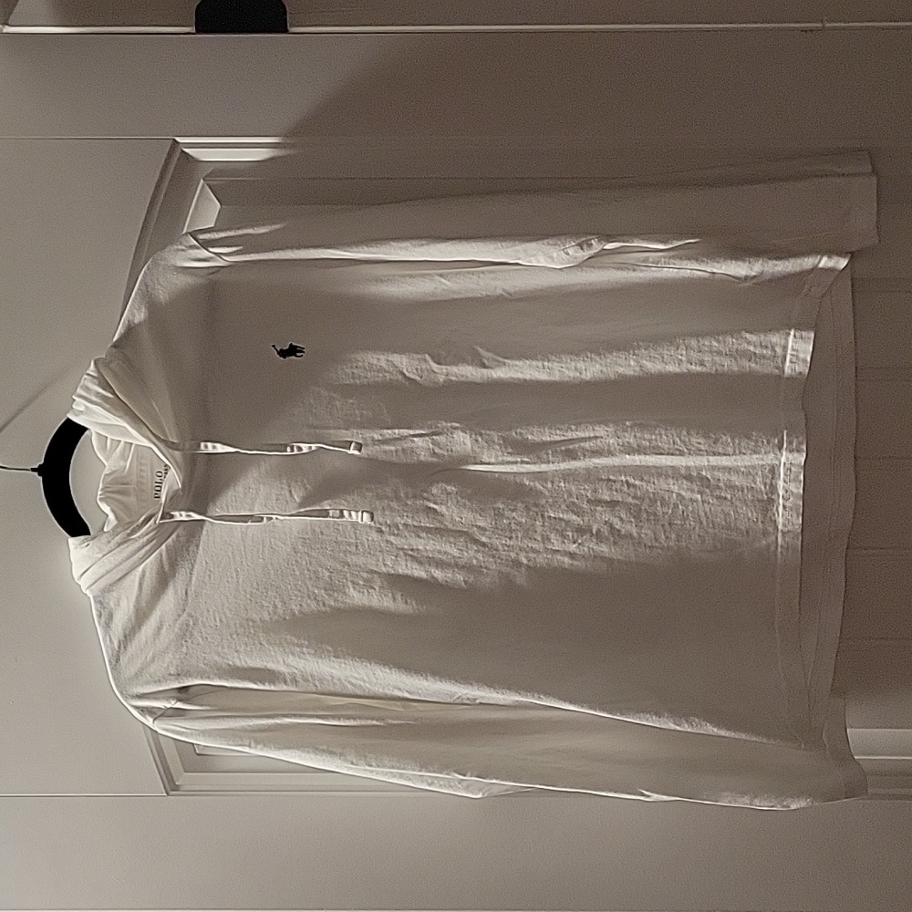 Polo Ralph Lauren white long sleeve knit hoodie navy blue logo - size medium